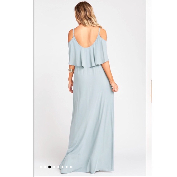 Show Me Your MuMu Caitlin Ruffle Maxi Dress in Silver Sage Crisp - Picture 4 of 5